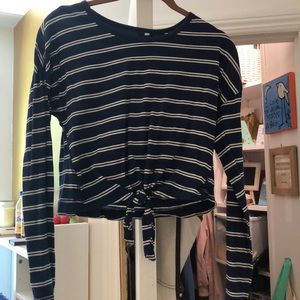 ME to WE navy and white striped long sleeve